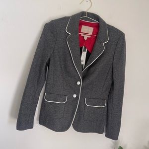 BANANA REPUBLIC Wool Work Office Formal Jacket With White Piping Size 10 NWT